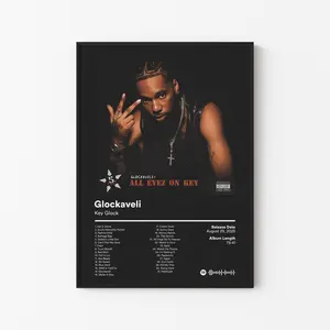 Key Glock Album Poster, Yellow Tape Glockoma Tracklist, Memphis Trap Music Print, Paper Route Empire Decor, Unframed Print Only