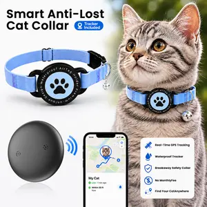 Smart Anti-Lost Cat Collar  [Tracker Included] No Monthly Fee GPS Locator Tag |  Breakaway Safety Collar - Adjustable for All Cats & Small Pets