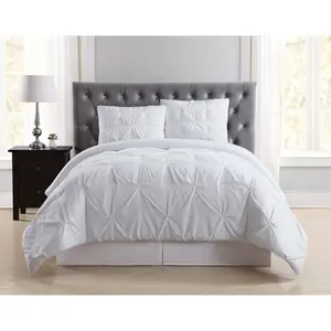 Truly Soft Everyday Full/Queen Pleated Comforter Set White: Machine Washable, OEKO-TEX Certified, 3-Piece Set