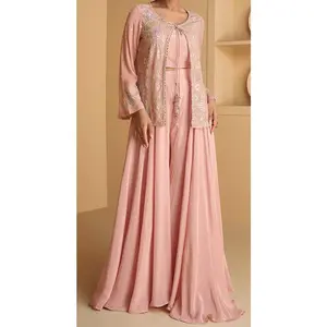 Baby Pink Georgette Embroidery Work Plazzo Suit