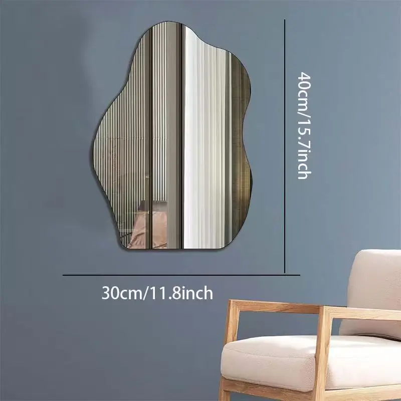 Irregular Home Decorative Mirror - Modern Glass-Surface Wall-Mounted Wall Decor, Aesthetic Living Room Decor Accessory (Home Supplies Mirrors) summerwins,summerwins
