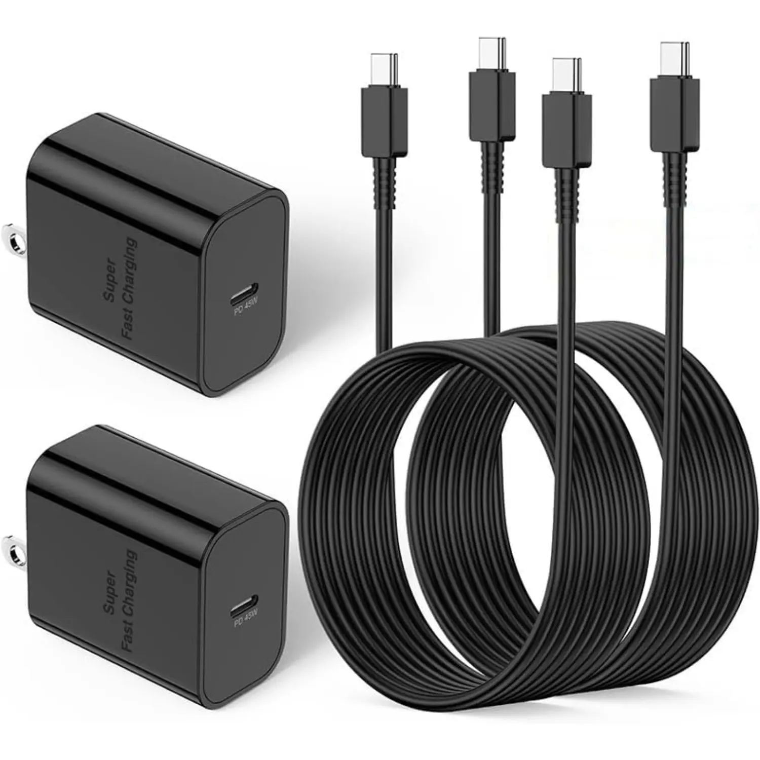 For Samsung Super Fast Charging, 2Pack 45W Type C Wall Charger Block with 6ft  Android Phone Charger Cord Long for Samsung Galaxy S25 Ultra/S25+/S24+/S23+/S22+/S22 Plus/S21/Note 20/10