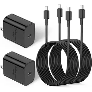 For Samsung Super Fast Charging, 2Pack 45W Type C Wall Charger Block with 6ft  Android Phone Charger Cord Long for Samsung Galaxy S25 Ultra/S25+/S24+/S23+/S22+/S22 Plus/S21/Note 20/10