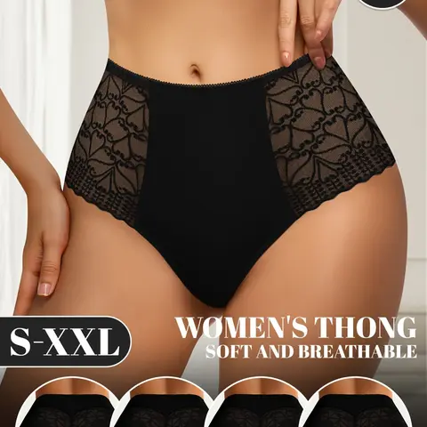 Women's Lace Underwear, High Waist Fitted Panties, Soft Breathable Seamless Design, All-Season Comfortable Wear, High Waisted Panties