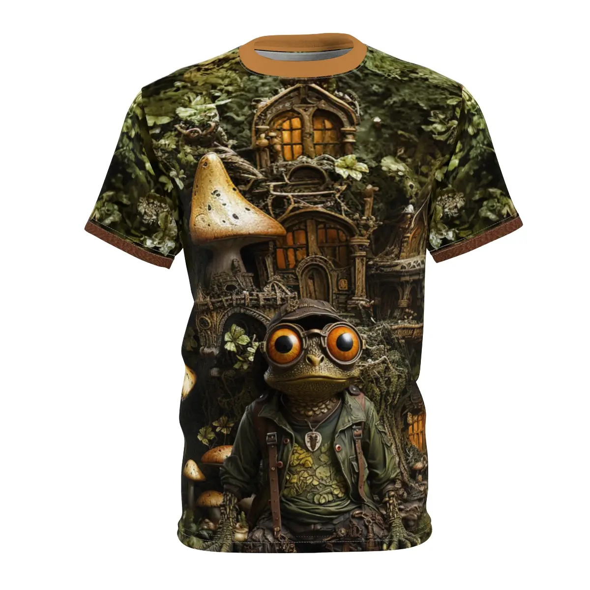 3D Frog | Goblincore Shirt - Whimsical Frog-themed Apparel for Goblincore Enthusiasts | Unisex Cut & Sew Tee (AOP)