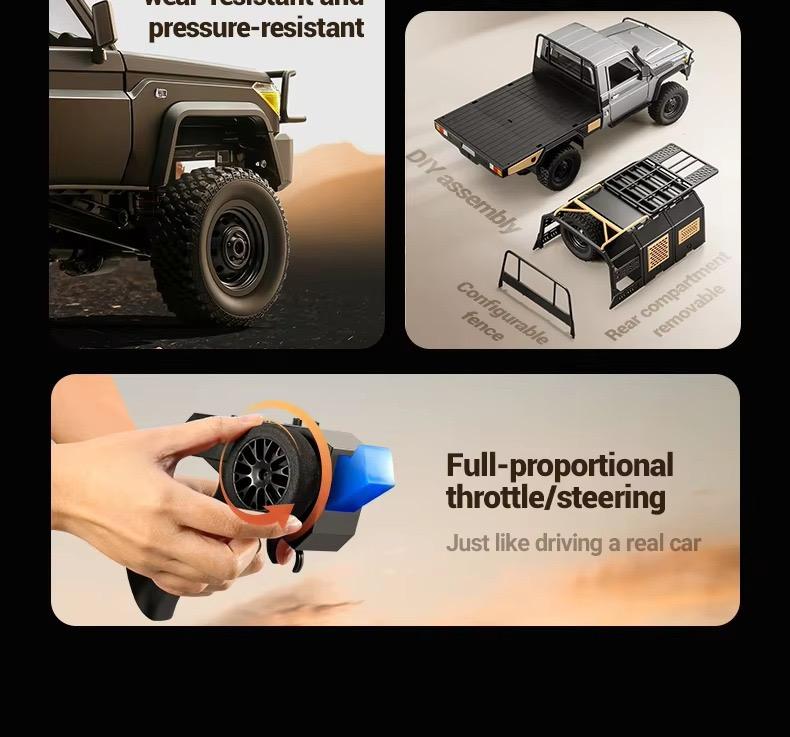 1/12 Scale 4WD RC Crawler, RTR Off-Road Remote Control Car with 2 1200mAh Batteries, Hobby Grade Toy Vehicle, Outdoor Toys for Boys and Girls