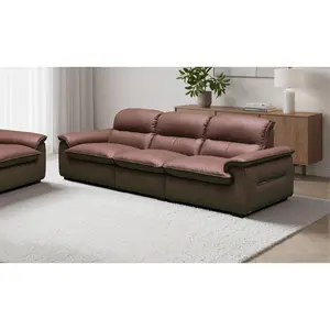 Klaussner Velisse Dark Brown Leather Stationary Sofa with S-Spring Seats