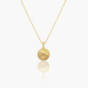 Aries Zodiac Sign Gold Medallion Necklace
