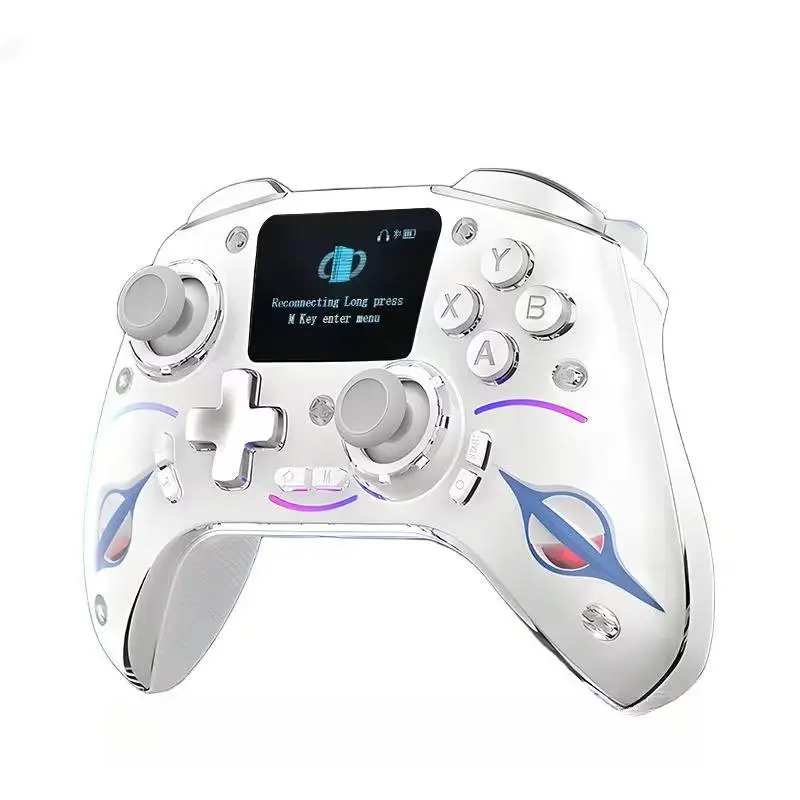 Wireless Game Controller with Hall Effect Joystick, RGB Lighting, Compatible with Switch, Steam Deck, PC & Mobile Phone, Zero-Drift Gaming Gamepad with Smart Screen