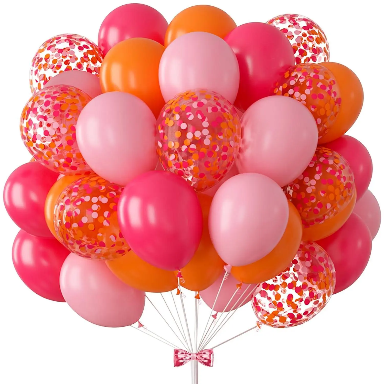 73Pcs Hot Pink And Orange Balloon Arch 12In Pink Confetti Balloons Hot Pink Pastel Pink Orange Balloons For Kids' Party Supplies Hot Pink And Gold Decorations