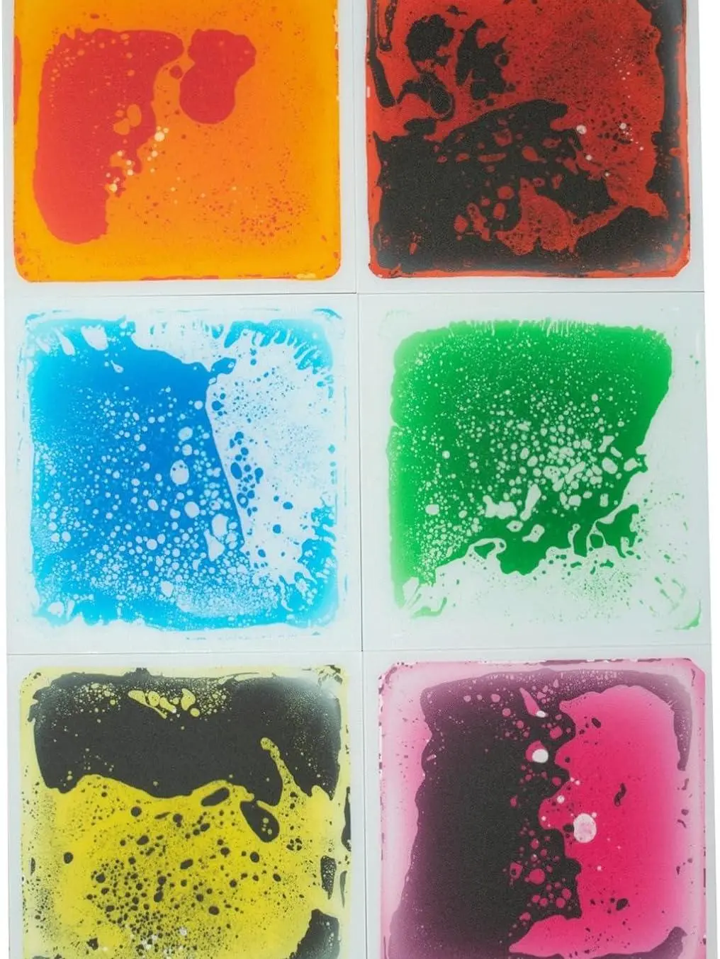 Novel Mindz Sensory Floor Tiles & Play Mats | Multi-Color Texture Changing Liquid Tiles with Anti-Slip Backing | Sensory Decorative Tiles for Autism Children | 11.8" x 11.8" (Set of 6 Pack)