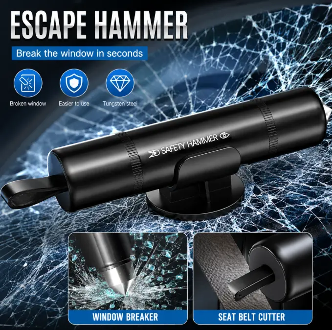 Window Breaker Seatbelt Cutter, 1 Pack Car Escape Tool Safe Hammer Glass Breaker Under Water Life Hammer Car Hammer Safehammer for Car Home