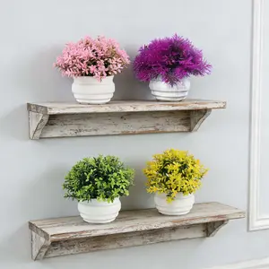 4 Pack Small Fake Plants Mini Artificial Faux Plants Indoor with Flowers Spring Decorations for Home Room Farmhouse Desk House Bathroom Decor