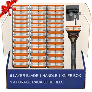 Men's Shaving Razor Blades Set, Shaver Razors, 36 Pieces Stainless Steel Blade Replacement Kit, Smooth Shave for Face & Body, Durable Men Grooming Accessories
