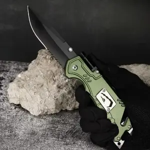 Utility Pocket Knife, Onion Potatoes Assisted Flipper Knife, Stainless Steel Black Coating Blade Handles Folding Lock, Multi-purpose Outdoor Camping Fishing Portable Tool Gifts