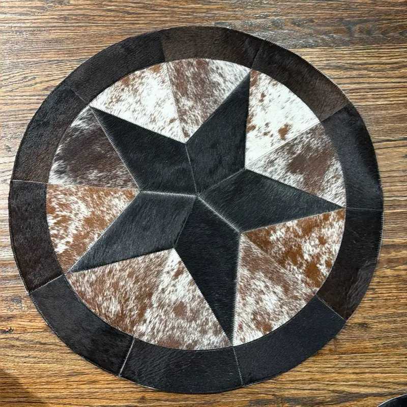 Round Star Design Carpet, 25in Household Cleaning Accessory for Leather Upholstery Cleaning Spray Compatibility