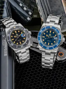 200M Diving Series Men's Watch, Luminous Analog Watch, Corrosion-Resistant 316L Stainless Steel Timepiece, Screw-In Crown, Featuring Citizen Quartz Movement & C3 Luminous Technology, Matte Unidirectional Ceramic Timing Bezel, Professional Set