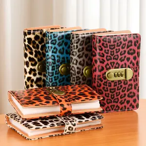 A6 Password Lock Money Book, Leopard Print Cover, Can Hold Checks, Stamps, Banknotes, And Photos.50 Sheets/100 Pages, Vintage Style, Suitable For Teachers, Students, And Employees.The Password Can Be Modified, It'S Waterproof, And Can Be Carried Around
