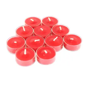 212 MAIN Cinnamon Cider Tealight Candles - 12-Pack Red Hand Poured Aluminium, 1.5 inch x 0.75 inch Compact Traditional Decor Centerpiece for Camping & Hiking, Creates Romantic Glow