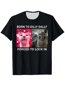 Born Cunning and Interesting MEME Cute Cat Emojis Funny 3D Printed Casual Entertainment Men's and Women's T-shirts