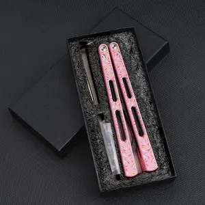 Non-Sharp Aluminum Balisong Knife Blade, Donut Butterfly Trainer, Safe Training Tool, Durable & Lightweight Design