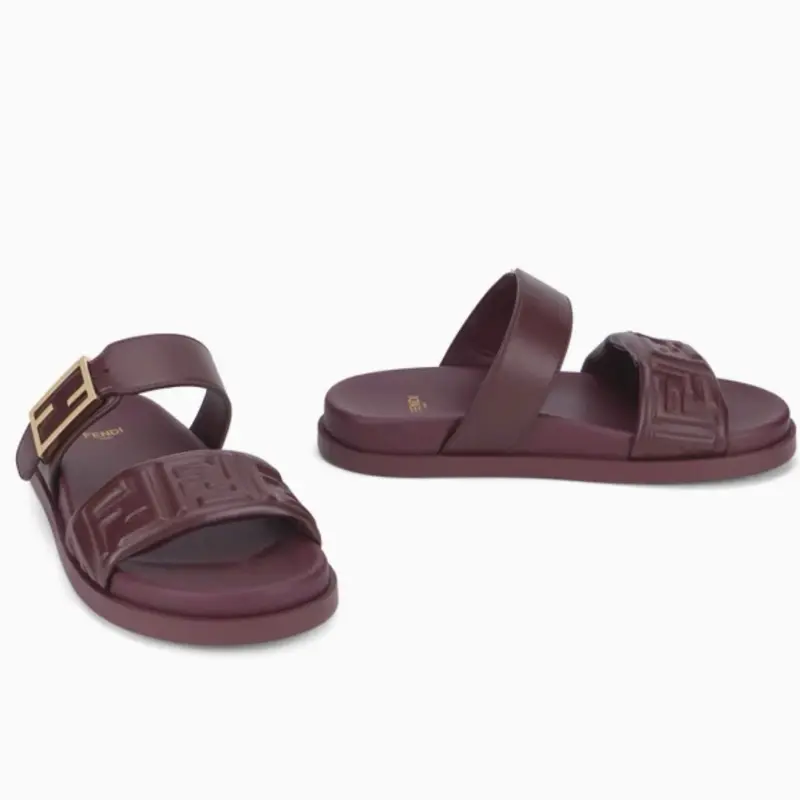 Fendi Leather Sandals Fendi Feel Bordeaux Size 41