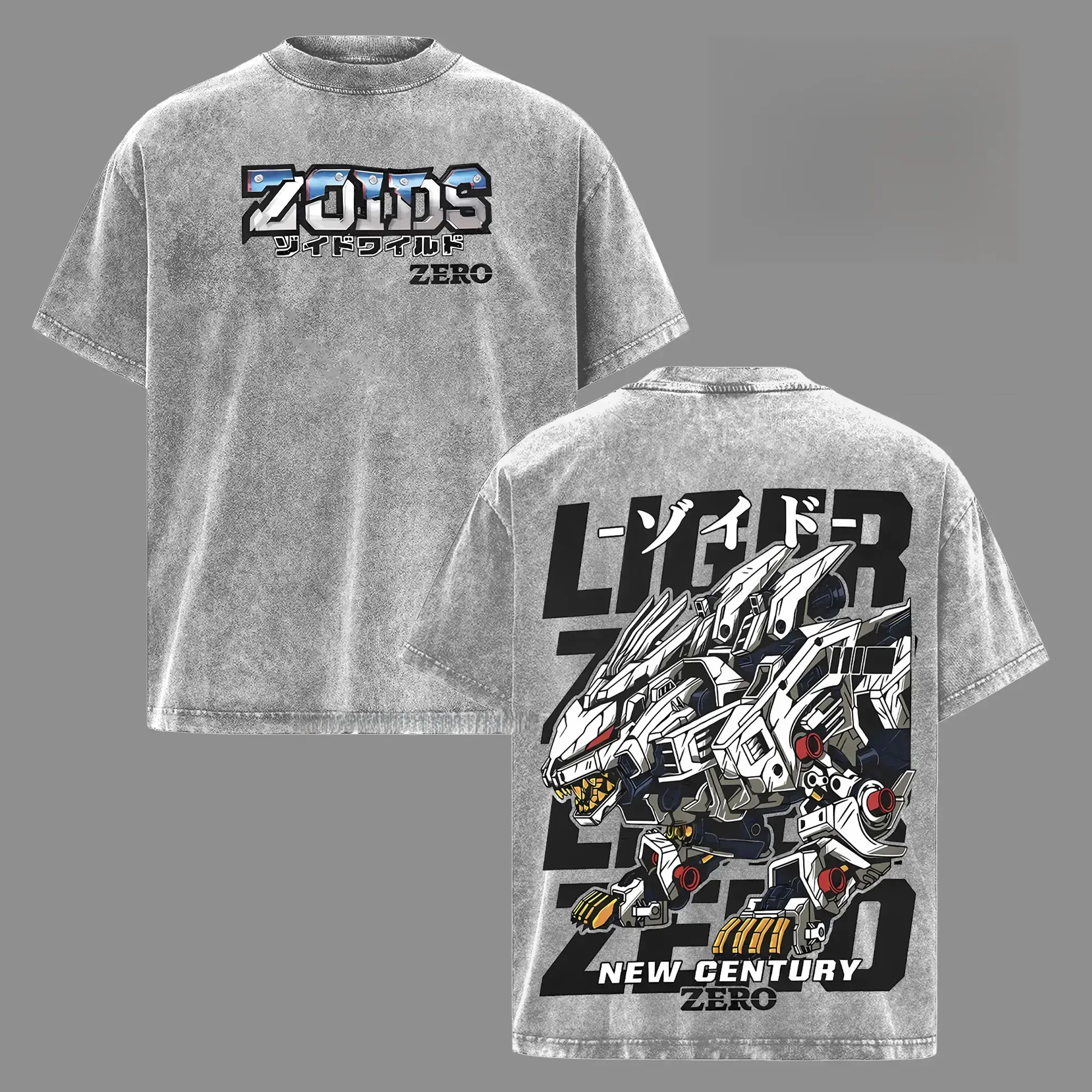 Liger Zero Zoids New Century Zero T-Shirt, Oversized Washed Vintage Anime Tee, Mecha Robot Graphic Shirt, Retro 90s Japanese Anime Streetwear,Anime Vintage Tee