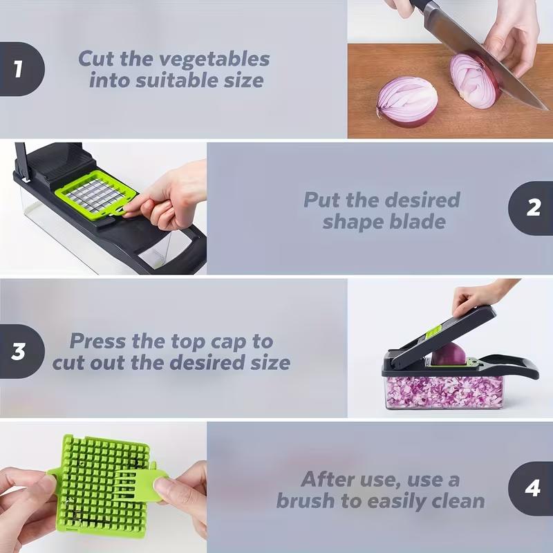 16-in-1 Vegetable Chopper, Professional Onion Chopper, Multifunctional Food Chopper, Kitchen Vegetable Slicer and Dicer, Vegetable Chopper with 8 Blades, Carrot Chopper with Container 16-in-1 Vegetable Chopper, Professional Onion Chopper, Multifunctional Food Chopper, Kitchen Vegetable Slicer and Dicer, Vegetable Chopper with 8 Blades, Carrot Chopper with Container