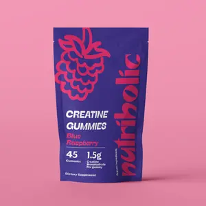 Nutriholic Creatine Monohydrate Gummies - Blue Raspberry (45 Count) 1.5g Creatine per Gummy Organic GMO Free