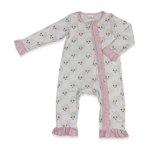Christmas Pink santa Printed OnePieces for Girls