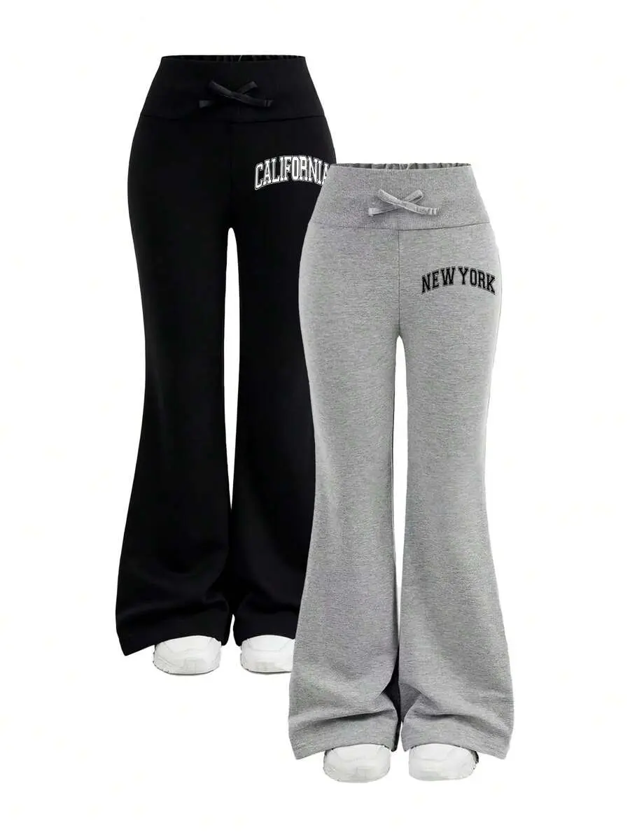 Two pack Tween Girls' Letter Print Sports Leggings