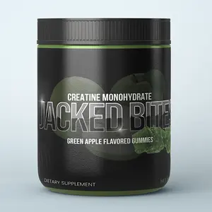 Jacked Bites Creatine Gummies - Green Apple Flavored - 6g Creatine Per Serving - 30 Servings - Vegan, NON-GMO, Gluten-Free - Dietary, Healthcare