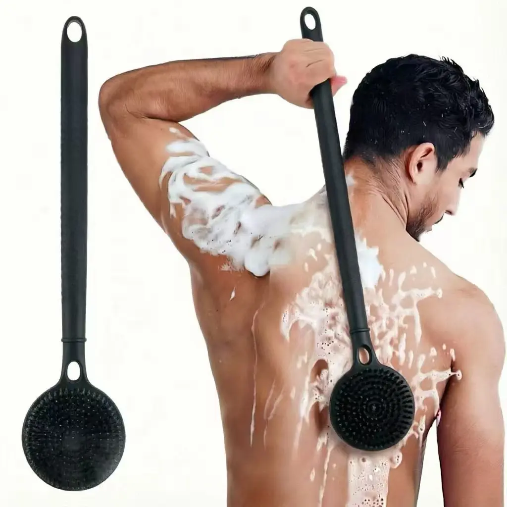 MIDOAIS Telescopic Dual-Function Bath Body Brush - Soft Massage, Rough Exfoliation Non-Electric Long-Handled Back Cleaning Shower Accessory for Elderly & People with Limited Mobility, Accessories
