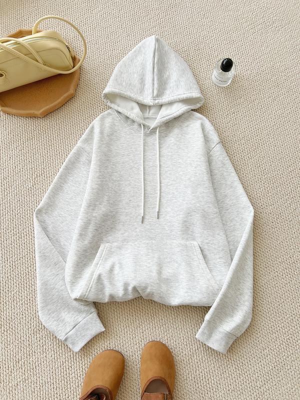 Women’s Letter Print Drop Shoulder Hoodie Casual Drawstring Hooded Sweatshirt No Pocket No Pocket