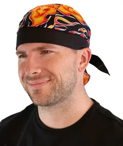 Classic Skull Caps - Hot Rod Flames with Black Band