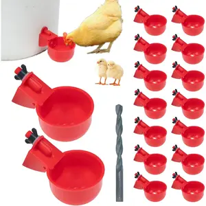 Pack of 16 Automatic Chicken Drinkers with Drill,Chicken Water Dispenser,Water Drinker,Poultry Drinker Set for Chickens, Ducks, Geese, Turkey, Pigeon