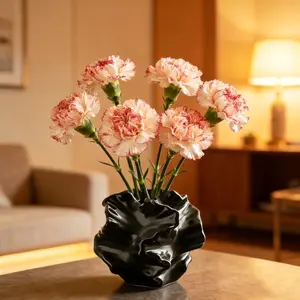 4.72" Matte Glaze Vase Irregular Small Ceramic Vases for Flowers - Multiple Scenarios Small Flower Vases for Modern Home Living Room Fireplace Bedroom Decor-Gift Ideas