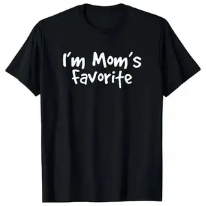 Cotton Funny Moms Favorite Son Daughter I'm Mom's Favorite T-Shirt Black Casual Crewneck Fitted Shortsleeve Golf Gift for Men Women Summer Wear Sweatshirt Printed in USA