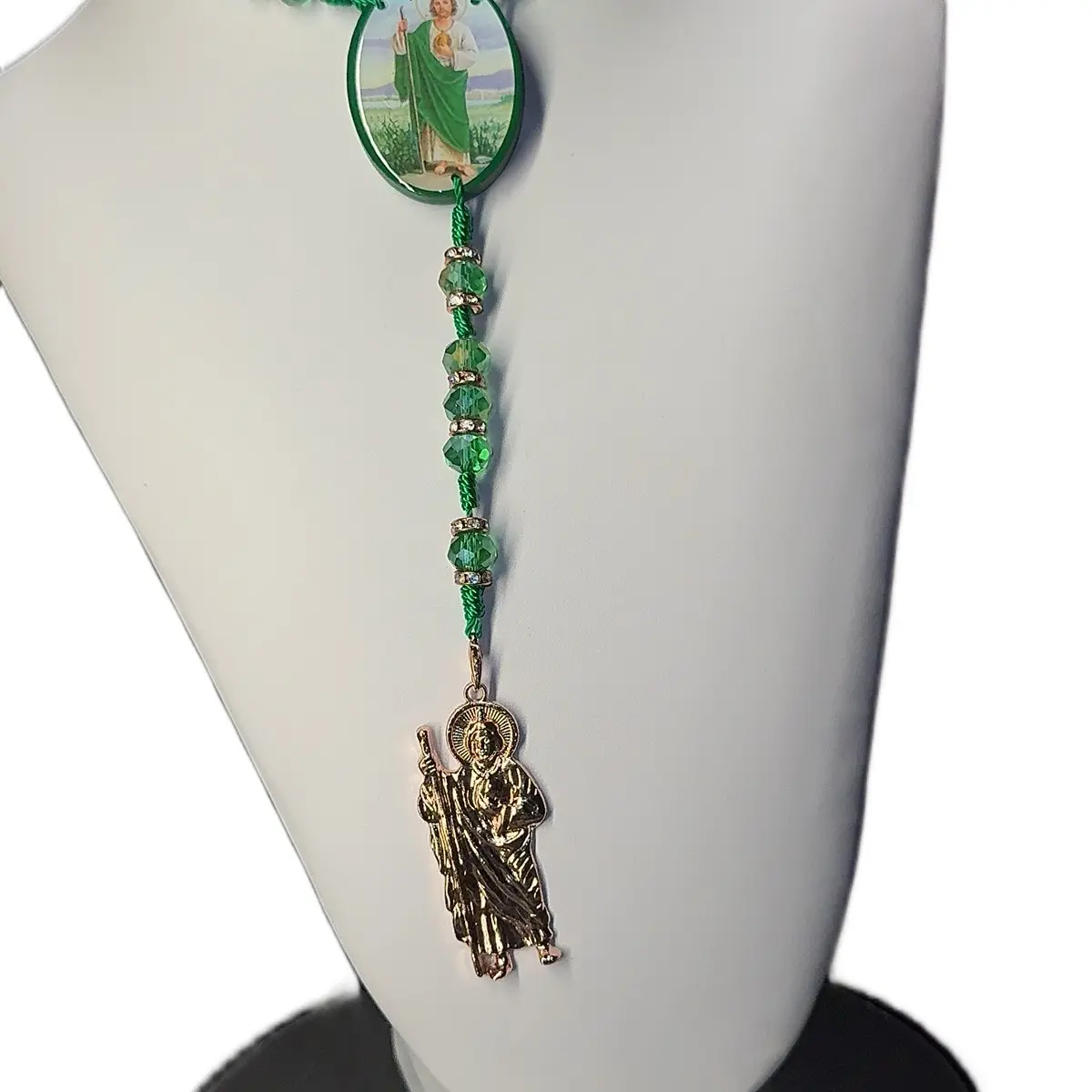 St. Jude Rosary with Wood Beads and a Reversible Cross, 24-Inch Spiritual Accessory for Christianity with Stainless Steel Accents, Spiritual Jewelry, Durable, Cross Pendant, One-Piece