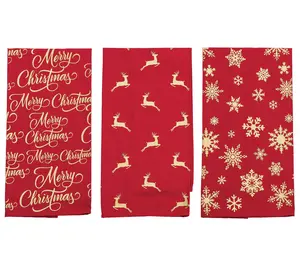 C&F Home Set of 3 Glistening Gold Printed Kitchen Towels