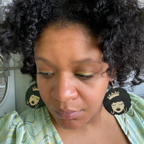 Black Queen Royalty Large Wooden Afro Dangle Earrings | Natural Hair Black Girl Magic Crown Tiara African Statement Afrocentric