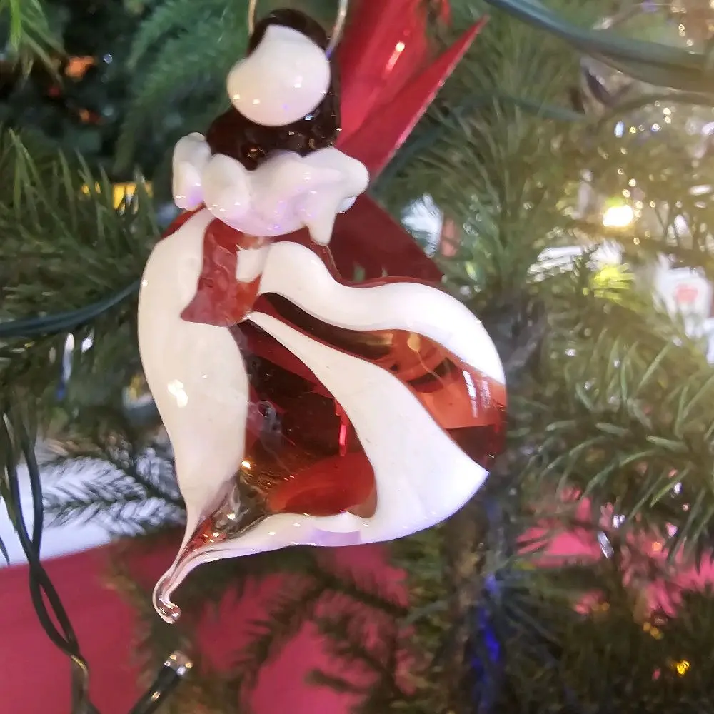 Handmade Glass Candy Cane Heart Ornament Red and White Christmas Tree Decoration for Festive Season Unique Design