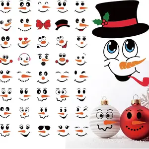 41 PCS Snowman Face Stickers for Crafts Christmas Vinyl Snowman Face Decals for Ornaments Glass Water Bottles Cup Window Wall Christmas Decorations (41Pcs...