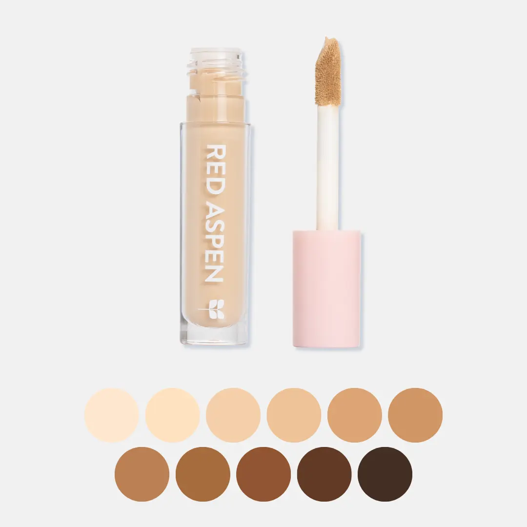 Red Aspen Radiant Concealer with Hyaluronic Acid Niacinamide Caffeine Brightening Formula 11 Shades