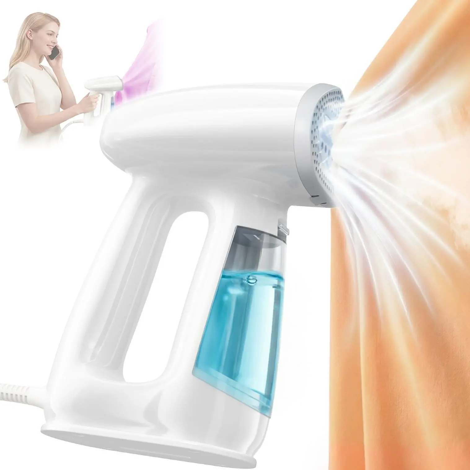 3000Pa Auto-Grip Suction Vacuum Steamer for Clothes, 1000W Dual Modes Handheld Travel Garment Steamer, 20S Instant Fast Heat Mini Steam Iron, Business Travel Essential Without Iron Board