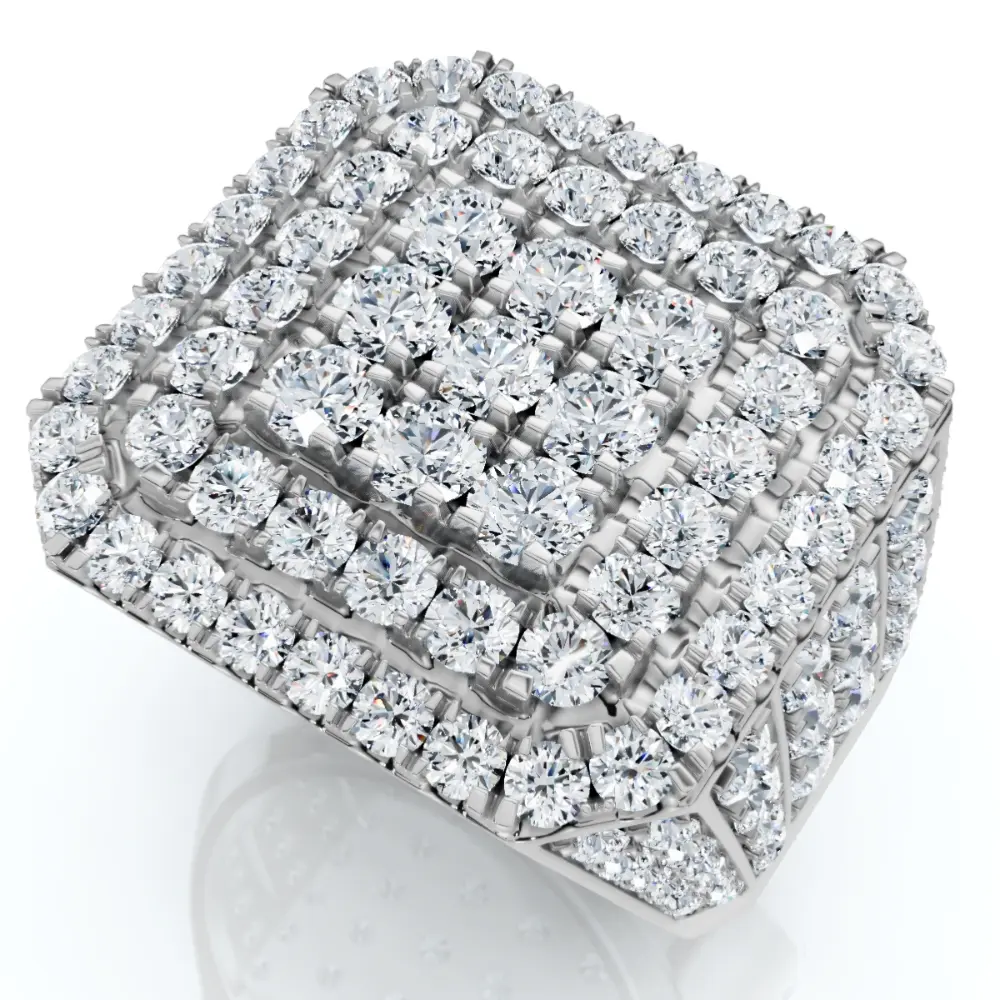 5Ct TW Men's Round Diamond Pave Ring Gold Lab Grown