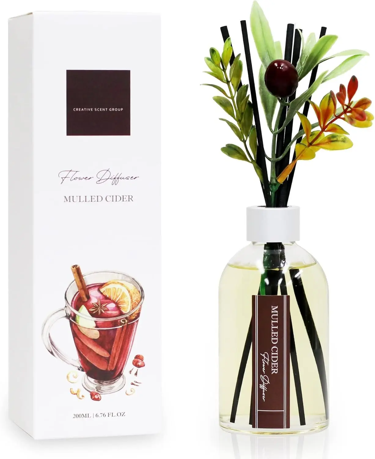 Christmas Tree Diffusir Oil Cinnamon, Mulled   Oil with Sticks, Winter Candy Scented Reed Diffuser,   Decor