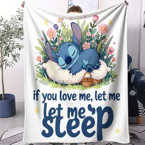 Stitch Pattern With Prints, Soft, Warm, And Lightweight Plush Blanket, Suitable For Bed, Sofa, Car, And Room Decoration, Suitable For Children And Adults, 1 Single-Sided Printed Blanket