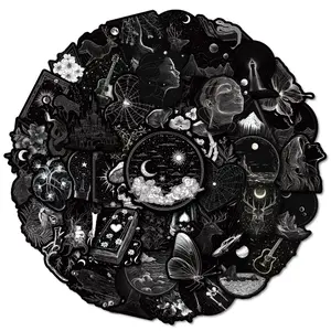 50 pcs Cute Black White Art Gothic Graffiti Stickers Aesthetics DIY for Water Bottles Laptop Luggage Journaling Craft Project Beautiful Waterproof Vinyl Decals for Kids Teens Adults diy decorative