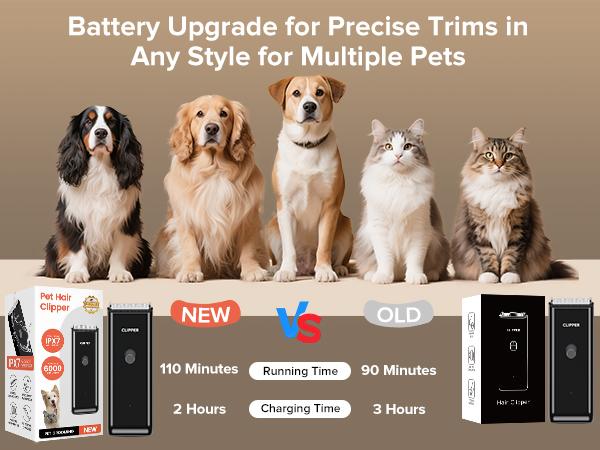 Pet Clippers for Dog Hair Grooming Low Noise, Rechargeable Cordless Cat Shaver with Ceramic Blade,Portable Pet Hair Trimmer for Matted & Long Hair